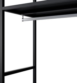 Regał biurowy otwarty z drążkiem na ubrania, do recepcji i poczekalni, metalowy, czarny, 800x2200x400 mm: ARIEL