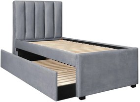 Łóżko szare tapicerowane z wysuwanym stelażem L6-H52