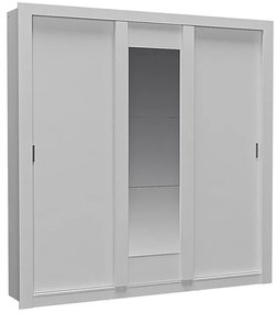 Szafa z lustrem ROXANE – 3 pary drzwi przesuwanych – Długość 220 cm – Kolor biały