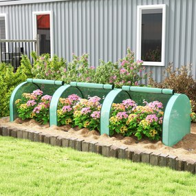 Outsunny Szklarnia foliowa, mrozoodporna, ze zwijanymi drzwiami na zamek 350 x 100 x 80 cm Zielony | Aosom PL