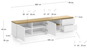 Biała szafka pod TV 200x44 cm Abilen – Kave Home