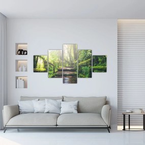 Obraz - drewniane schody w lesie (125x70 cm)