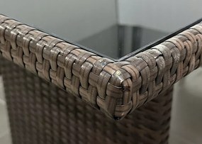 Duży zestaw mebli ogrodowych z narożnikiem Cuba 079 brąz, poduszki beżowe