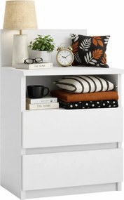 Stolik Nocny Biały Z 2 Szufladami A2-H10