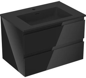 Mexen Orio szafka łazienkowa 70 cm z umywalką Otis, 2 szuflady, czarna połysk/czarna mat - 91A10-07047-2-BFF70-W18M71
