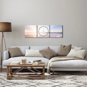 Obraz piaszczystej plaży (z zegarem) (90x30 cm)