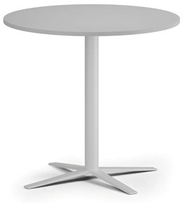 Stolik kawowy AURA, średnica 80 cm, biała podstawa, szary