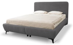 Ciemnoszare tapicerowane łóżko dwuosobowe ze stelażem i schowkiem 140x200 cm Makapu – Makamii