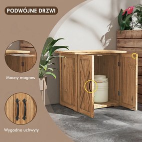 Outsunny Szafka na Narzędzia Ogrodowe z Podwójnymi Drzwiami, Zamknięcie Magnetyczne, Odporna na Warunki Pogodowe, Drewno Naturalne, 77S x 55G x 72W cm, Brązowy