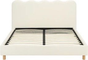 Łóżko Tapicerowane 160x200 cm IZMIR ze Stelażem Dwuosobowe Boucle Kremowe