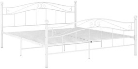 Białe duże łóżko metalowe z zagłówkiem 180x200 cm - Iroz