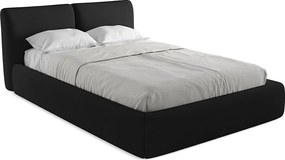Łóżko 160 x 228 - z tkaniny szenilowej - czarny - HOKU