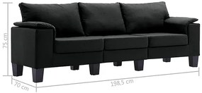 Trzyosobowa ekskluzywna czarna sofa - Ekilore 3Q