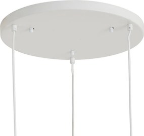 Lampa wisząca Japandi biała z organicznym kloszem 3-punktowa - Moonstone