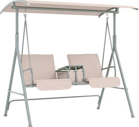 Outsunny Huśtawka typu Hollywood z daszkiem, huśtawka ogrodowa, 2-osobowa, 175 x 112 x 165 cm, Beżowy