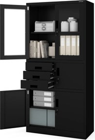 Biurowa szafa aktowa z sejfem Filip 90x40x185 cm, czarna