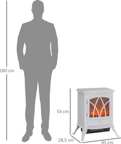 HOMCOM Elektryczny piec-kominek 1000/2000 W, dekoracyjny kominek z efektem płomienia LED, biały | Aosom PL