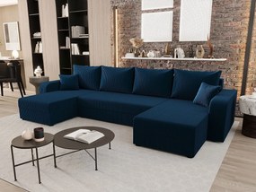 BEDANTE narożnik w kształcie U HEWLET U BIS Zoom 13 granatowy z funkcją spania sofa w kształcie litery U z pojemnikiem na pościel