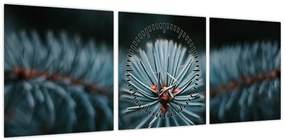 Obraz gałązki drzewa iglastego (z zegarem) (90x30 cm)