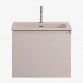 Zestaw Wiszących Mebli Łazienkowych Zintegrowany Z Umywalką Macrae Nature & Bezlusterkowiec & Szczotkowana - Sklum