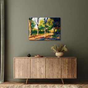 Obraz lasu w letnim słońcu, malarstwo (70x50 cm)