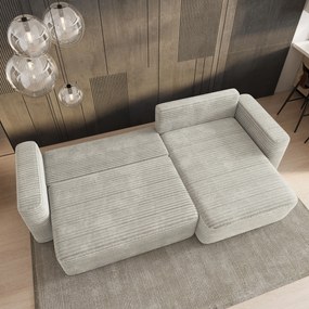 Masseno Narożnik TELIN z funkcją spania i pojemnikiem na pościel Narozniki L, Rozkładana sofa - Jasnoszary, TILIA 83