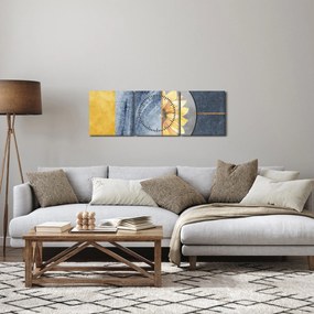 Obraz - Kształty i kwiat (z zegarem) (90x30 cm)