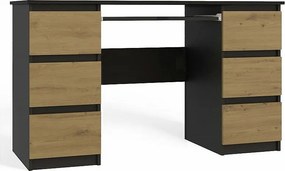 Biurko KUBA | Antracyt/Dąb Artisan | 130x51x76 | 6 Szuflad |Do Biura/ Pokoju