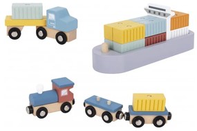 Tooky toy dźwig portowy drewniany zestaw