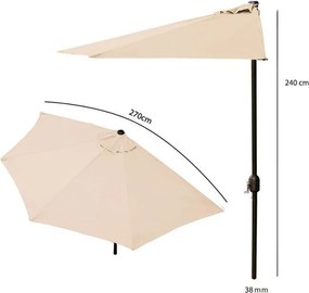 Parasol ogrodowy boczny UM016 - składany, przyścienny, beżowy