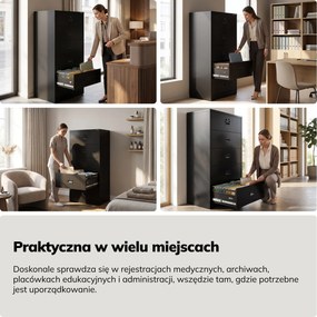 Szafa kartotekowa metalowa z 5 szufladami czarna, 900x1620x600 mm: SARA XL V5