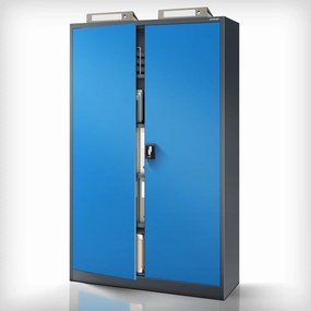 Szafa biurowa metalowa na akta antracytowo-niebieska JAN II, 1150 x 1850 x 400 mm