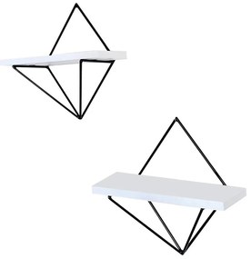 Zestaw 2x półek DIA, biały/czarny