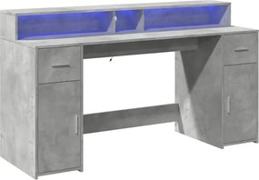 Biurko podświetlane 160 cm betonowa szarość H5-S85