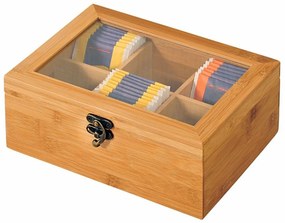 Kesper 58902 Organizer na herbatę bambusowy, 6 przegródek, 21,5 x 15 x 8,5 cm