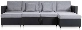 4-osobowa rozkładana czarna sofa z jasnoszarymi poduszkami - Umika 4Q