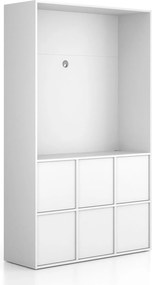 Szafka biurowa FRAME, 6x drzwi, z wnęką, 1299 x 450 x 2162 mm, PUSH-lock, biały