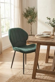 Metalowe krzesło tapicerowane butelkowa zieleń S8-E00