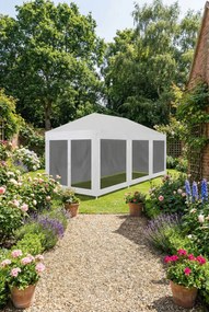 Biały namiot ogrodowy z siatkowymi ściankami K6-B35