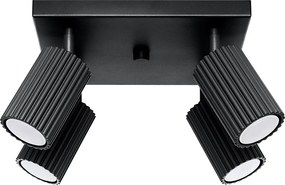 Lampa Sufitowa Minimalistyczny Karbon, Aluminium - 4 Źródło - L.25 X H.16.5 Cm - Czarny