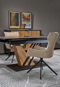 Stół rozkładany spiek czarny marmur/dąb złoty 160-200/90/76 cm VOLANT 160