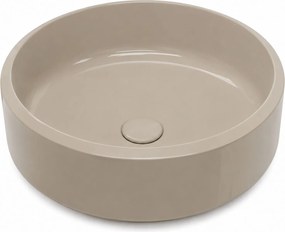 Massi Umywalka z konglomeratu nablatowa okrągła beżowa błyszcząca 40 cm RONA Beige Glow