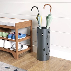 HOMCOM Stojak na Parasole, Stal, Kolumnowy, Wyjmowane Dno, Ø17 x 41H cm, Szary