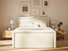 Kremowe łóżko kontynentalne ze schowkiem 160x200 cm Fresco – Maison de Rêve