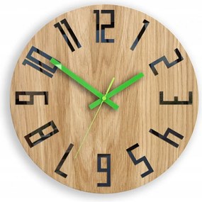 Zegar na ścianę nowoczesny drewniany z dużymi cyframi okrągły cichy loft