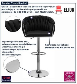 Czarny pleciony hoker z oparciem N1-N85