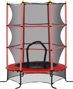 HOMCOM Trampolina dla dzieci, Ø163 cm, z siatką bezpieczeństwa, do użytku wewnątrz i na zewnątrz, do 50 kg, Stal, Plastik, Czerwona