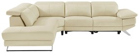 Kanapa narożna lewostronna z białej skóry z elektryczną funkcją relax PUNO II
