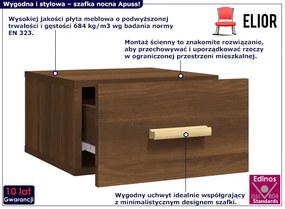 Wisząca szafka nocna brązowy dąb - Apuss