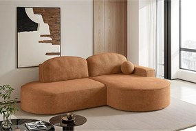 Narożnik z funkcją spania i pojemnikiem Modena Runden, tkanina Arena, Pomarańczowy, Prawy